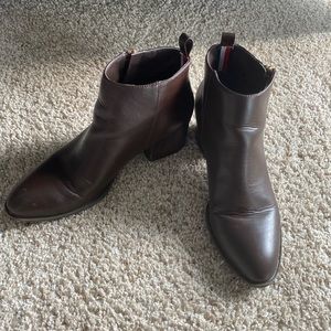 Tommy Hilfiger Brown Leather Booties